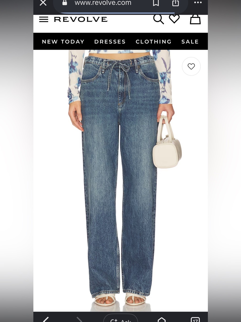 Rag & bone phoebe drawstring wide leg jean in Delcan wash